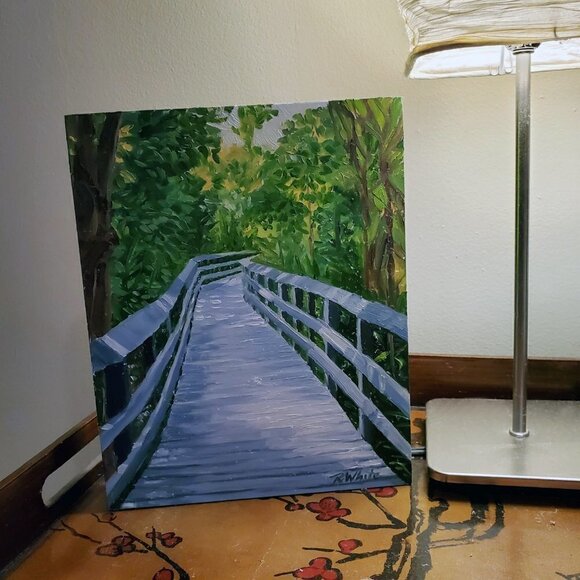 “Winding Road“ Original oil painting on Cradled Wood Panel  8"w x 10"h x 1.5"d - Picture 3 of 7